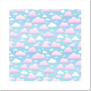 Dreamy Skies: Pastel Cloudscape Pattern Posters and Art